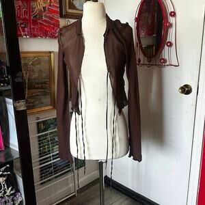 divided h&m brown sheer jacket cardigan